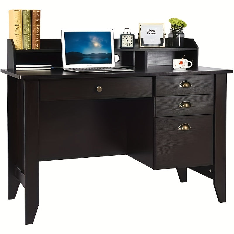 Bureau Ordinateur 47.5'' avec 4 Tiroirs - Support Moniteur Maison Bureau
