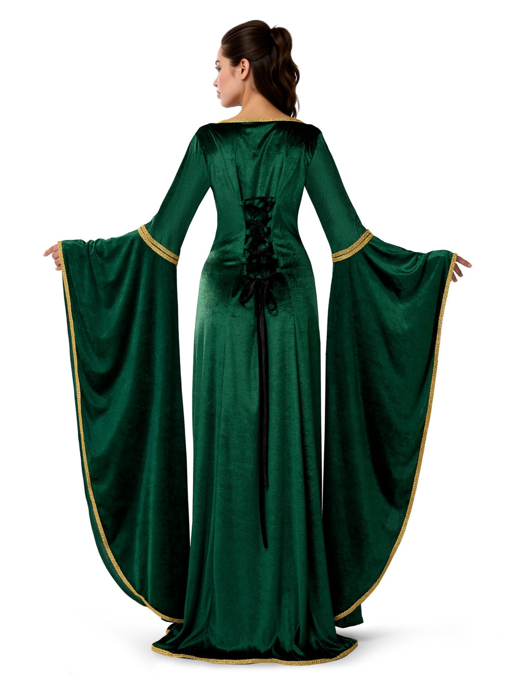 Robe Renaissance Irlandaise Verte - Costume Médiéval Encolure Carrée