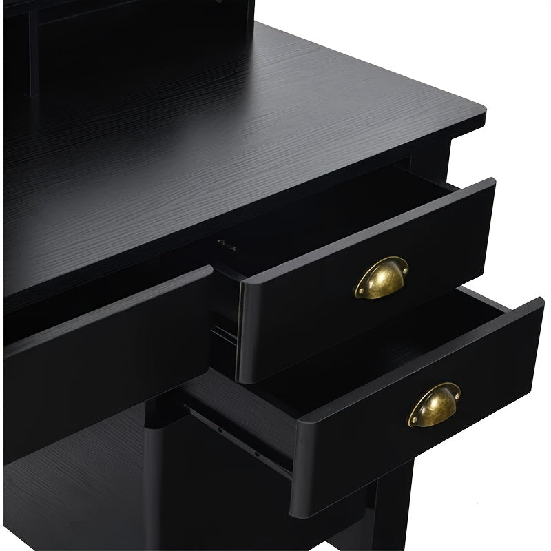 Bureau Ordinateur 47.5'' avec 4 Tiroirs - Support Moniteur Maison Bureau