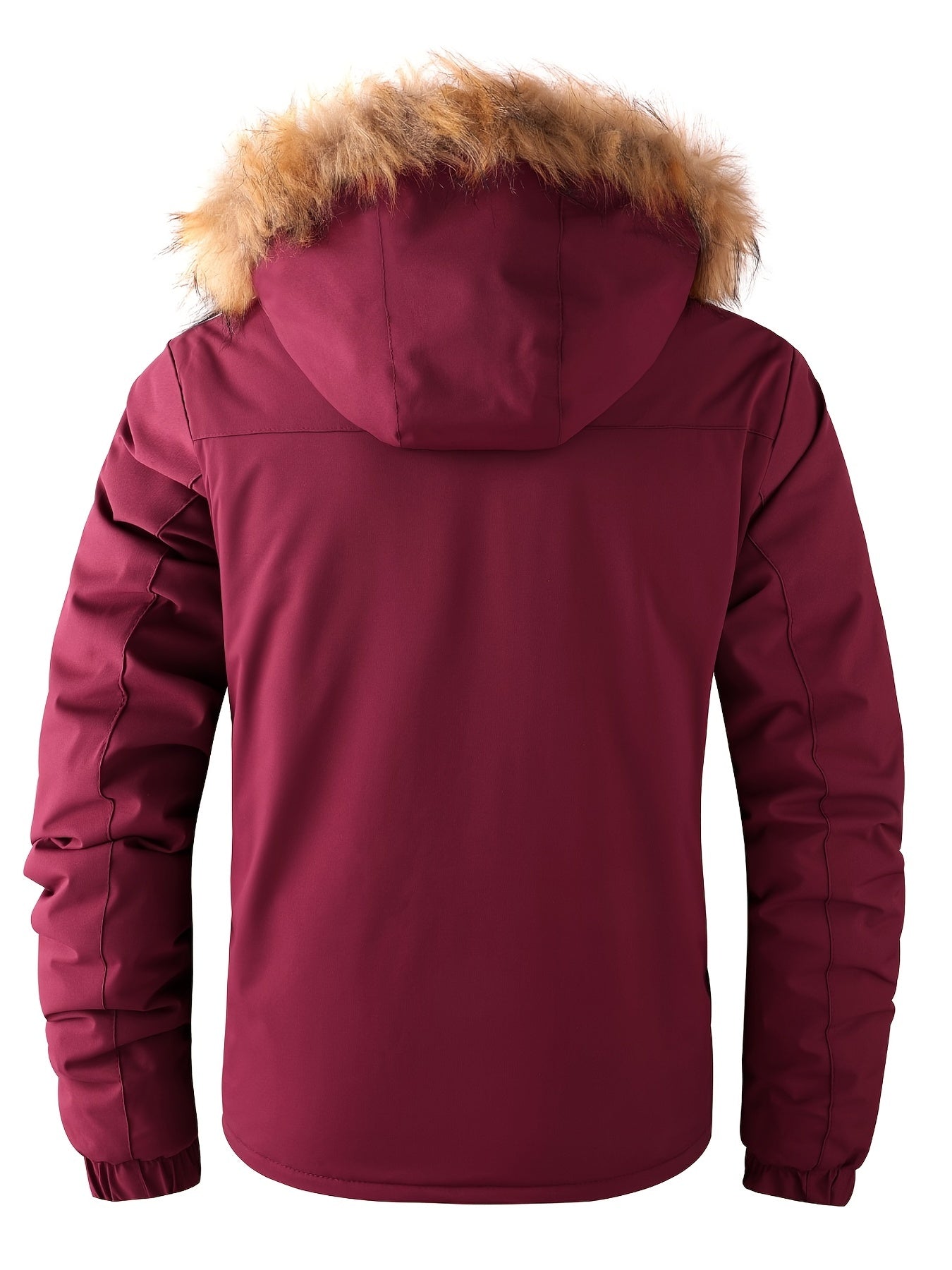 Coupe-Vent Homme Hiver Bordeaux - Capuche Chaude Col Montant Poches Multiples
