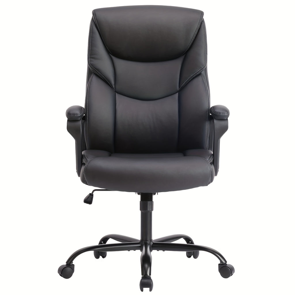 Chaise Bureau OLIXIS Cuir Ergonomique Roulettes - Support Lombaire Pivotante