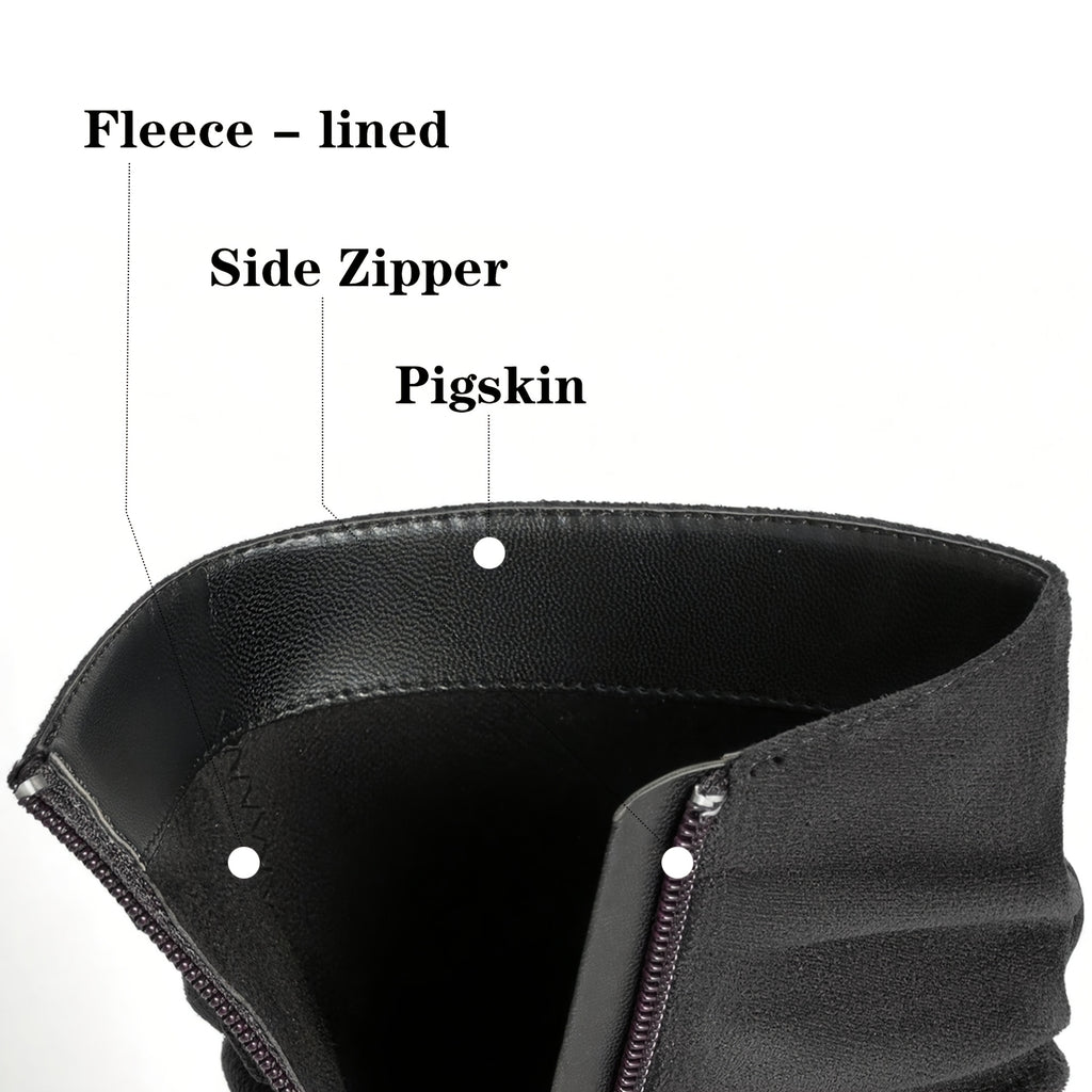 Bottes Mi-Mollet Femme - Fermeture Éclair Confort Casual Bout Rond