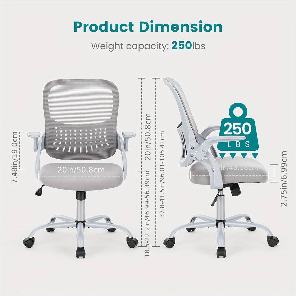 Chaise Bureau Ergonomique Mesh Roulettes - Support Lombaire Accoudoirs Pivotante