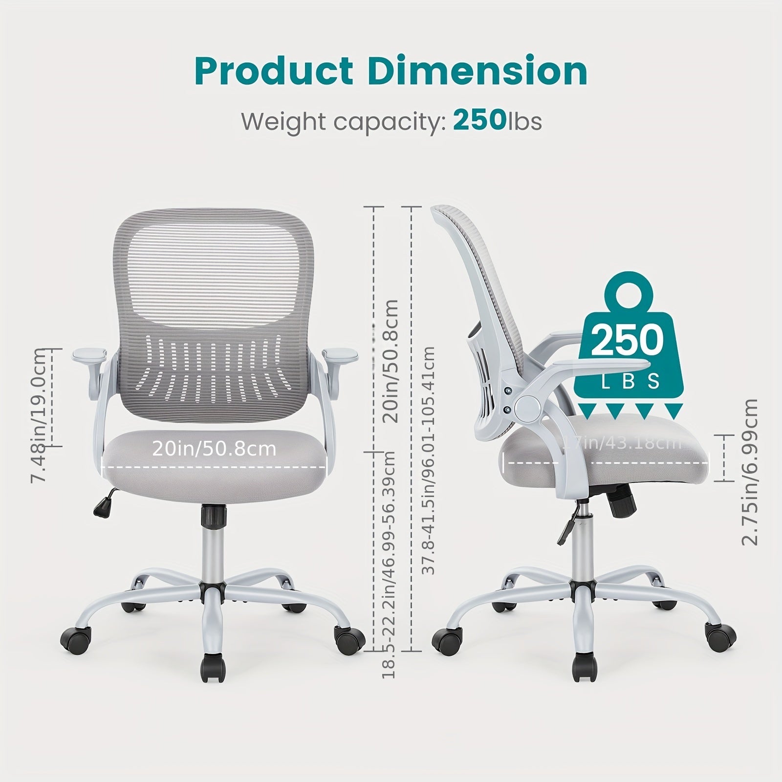 Chaise Bureau Ergonomique Mesh Roulettes - Support Lombaire Accoudoirs Pivotante