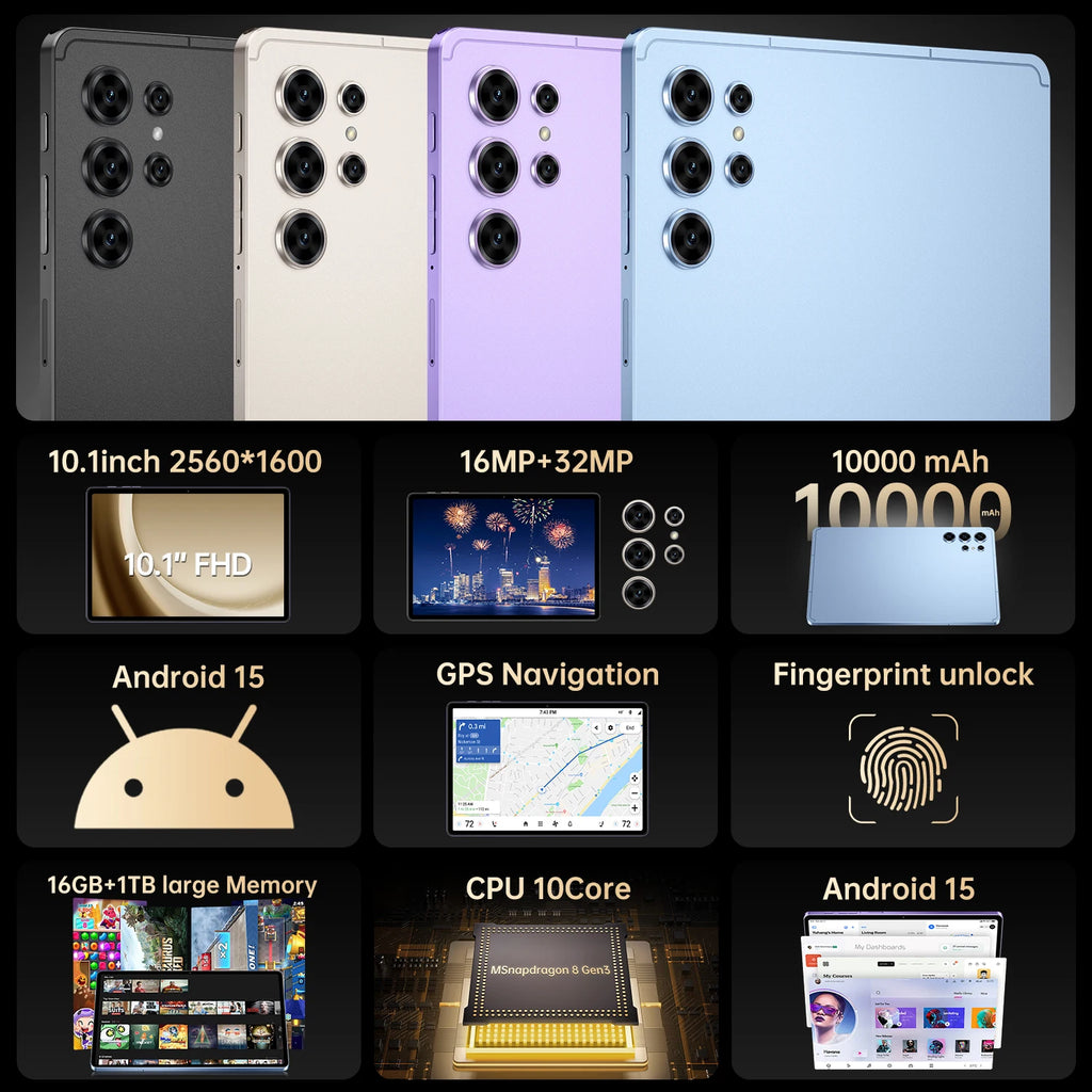 Tablette Pad 25 Ultra 2025 Snapdragon 8 Gen3 Android 15 16GB+1TB 5G - 10000mAh