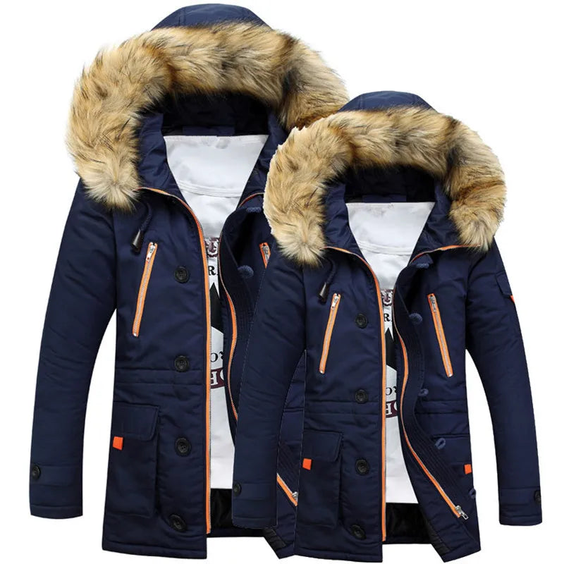 Parka Homme Hiver Coton Chaud - Capuche Fourrure Grande Taille 8XL