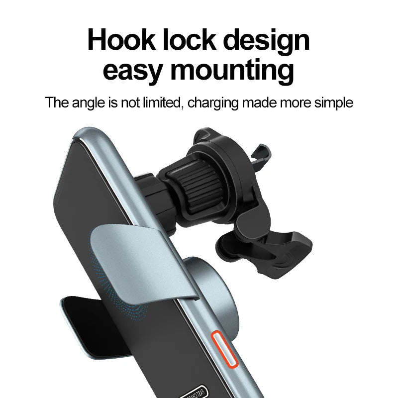 Support Auto Sans Fil avec Chargeur 15W (Wireless Car Charger Mount) - Noir