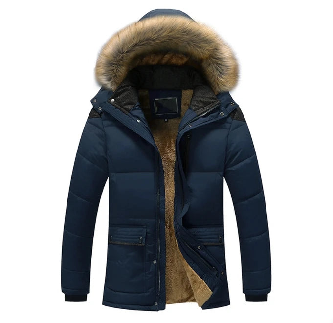 Parka Homme Hiver Capuche Fourrure - Manteau Chaud Polaire Grande Taille