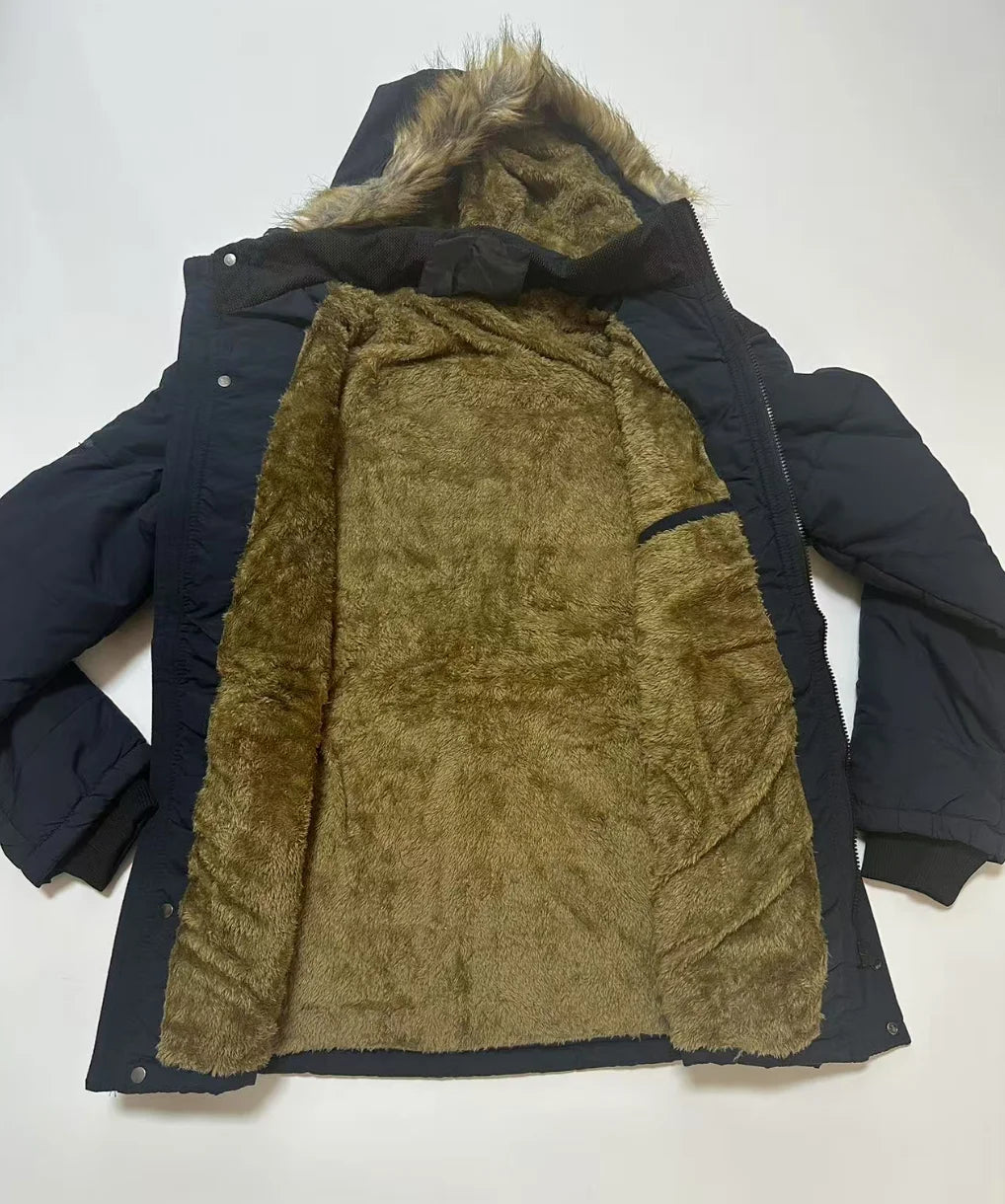 Parka Homme Hiver Capuche Fourrure - Manteau Chaud Polaire Grande Taille