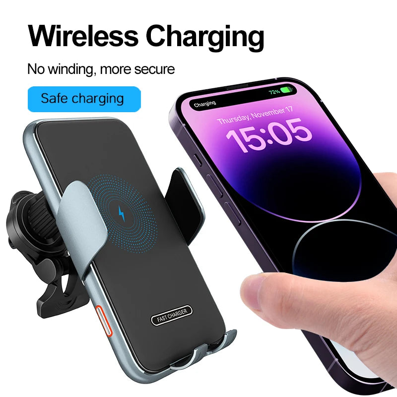 Support Auto Sans Fil avec Chargeur 15W (Wireless Car Charger Mount) - Noir