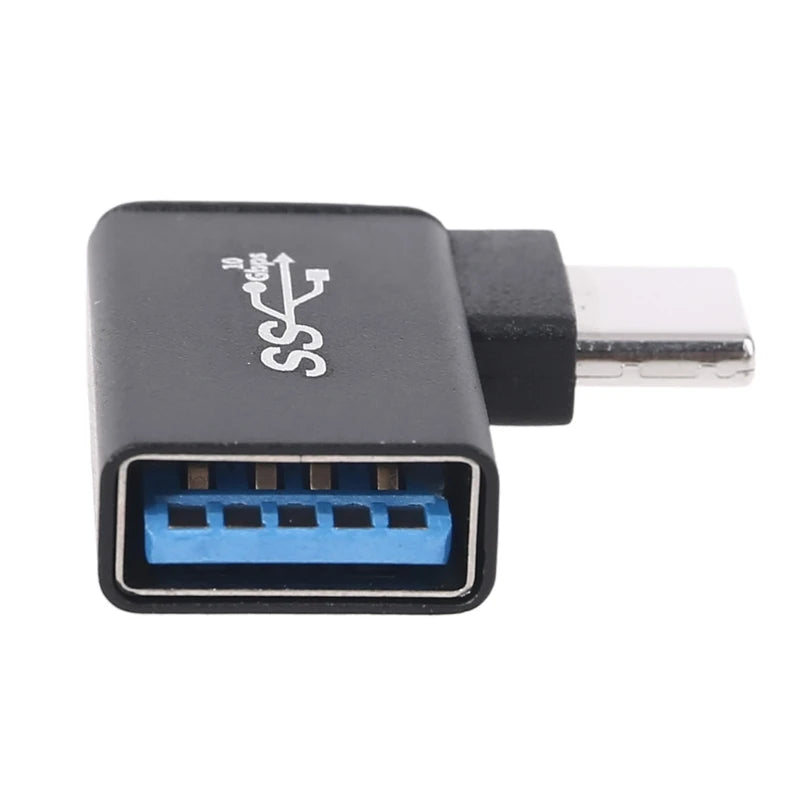 Adaptateur USB-C vers USB 3.0 Aluminium 90° - Convertisseur Type-C Mâle USB-A Femelle