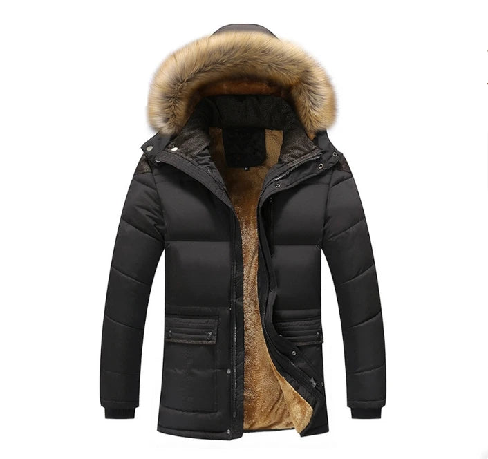 Parka Homme Hiver Capuche Fourrure - Manteau Chaud Polaire Grande Taille