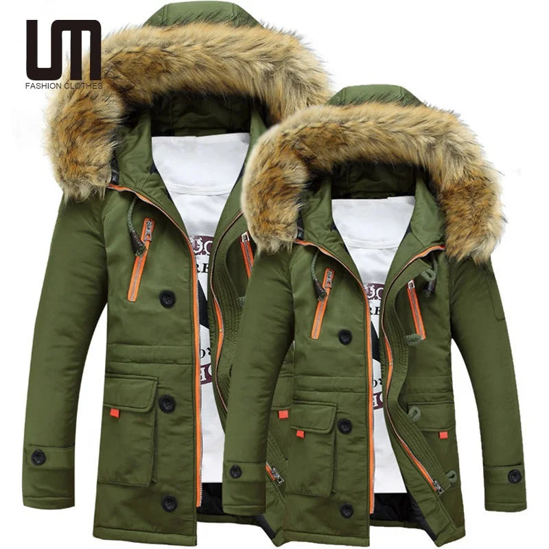 Parka Homme Hiver Coton Chaud - Capuche Fourrure Grande Taille 8XL