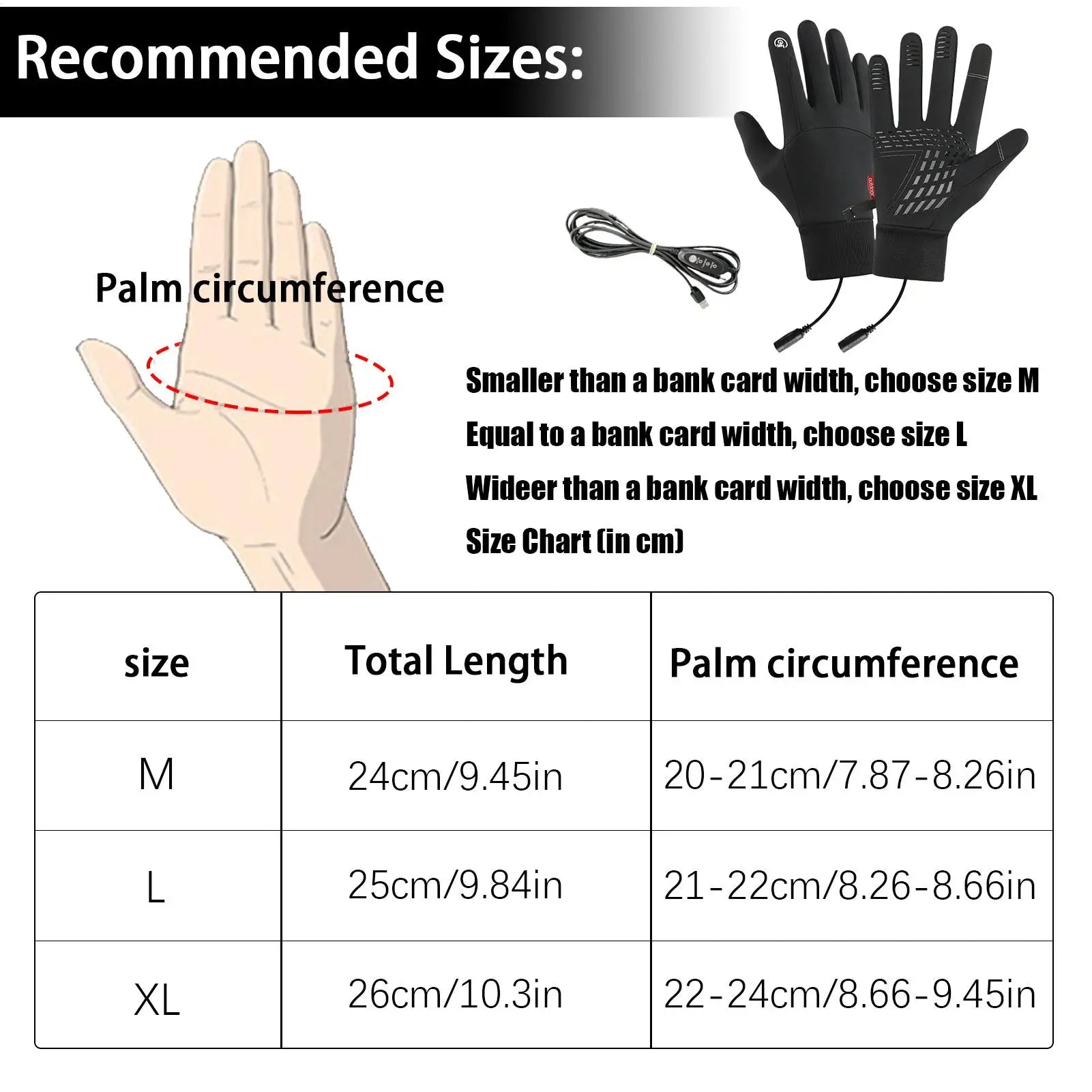 Gants Chauffants Électriques USB Écran Tactile - Ski Randonnée Camping Hiver