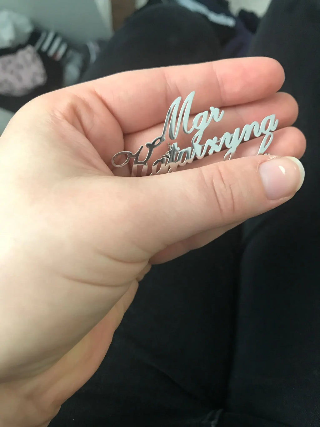 Broche Personnalisée Nom Acier Inoxydable - Badge Plaque Mariage Cadeau