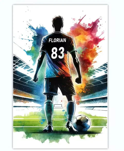 Poster Football Personnalisé Canvas - Nom Numéro Joueur Décoration Soccer