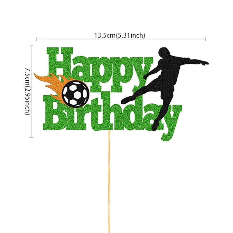 Décoration Gâteau Football Soccer - Topper Ballon Anniversaire Garçon Fête