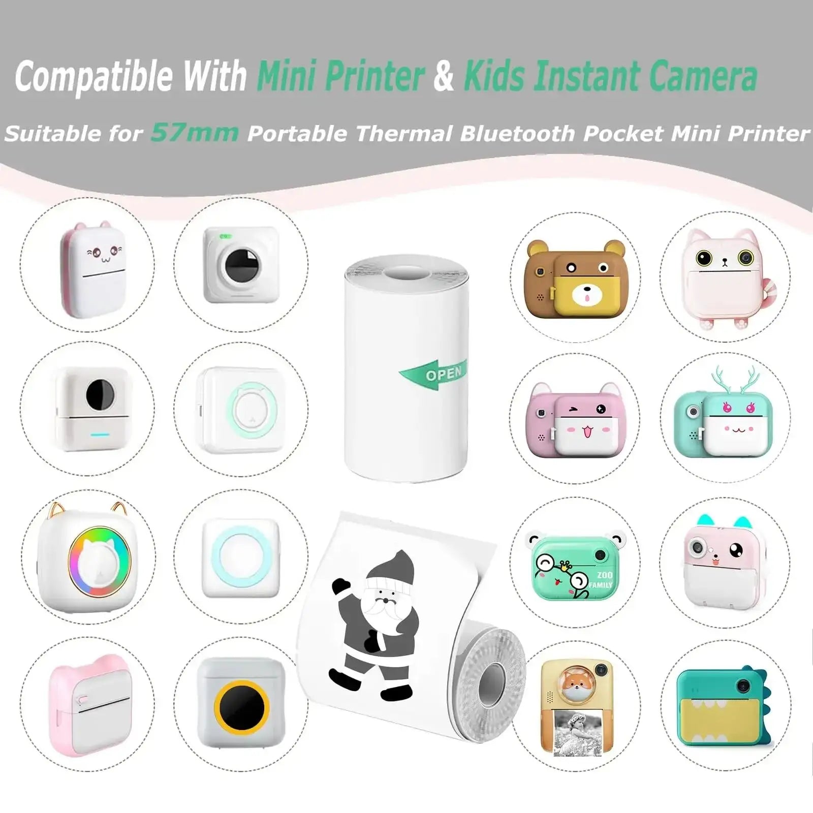 Papier Imprimante Thermique 57x25mm HD - Rouleau Autocollant Étiquettes Photos