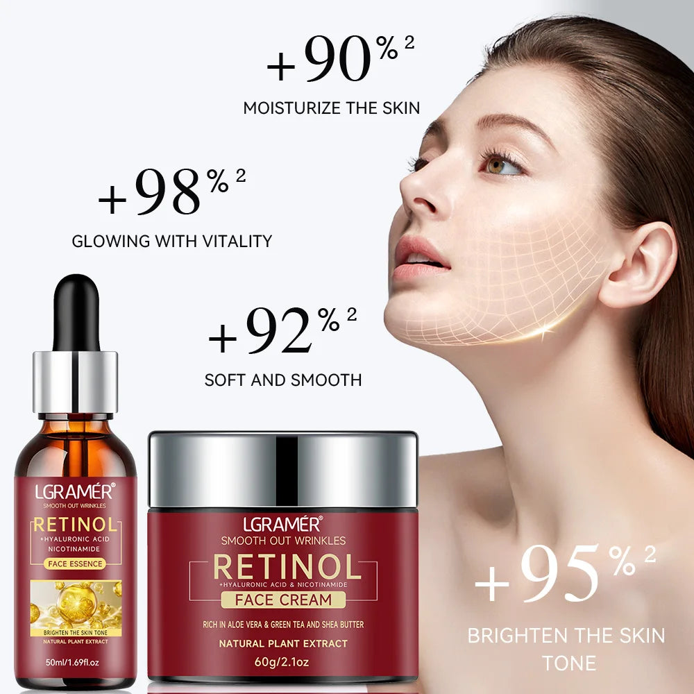 Sérum Rétinol + Crème Visage Combo - Lifting Raffermissant Hydratant Anti-Âge