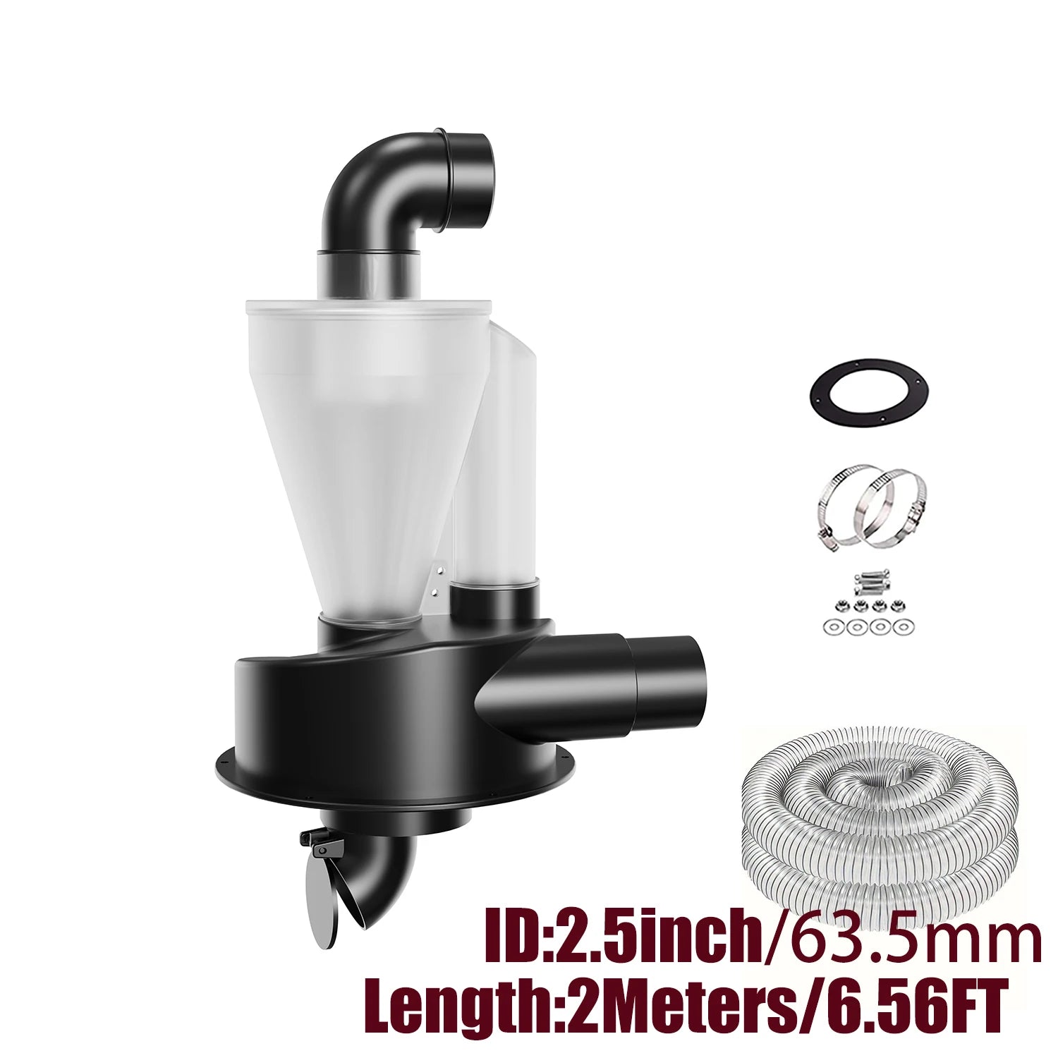 Collecteur de Poussière Cyclone 2.5'' - Séparateur Double Filtration Menuiserie