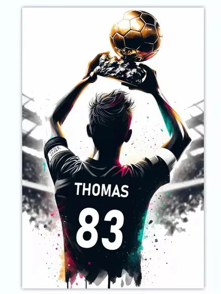 Poster Football Personnalisé Canvas - Nom Numéro Joueur Décoration Soccer