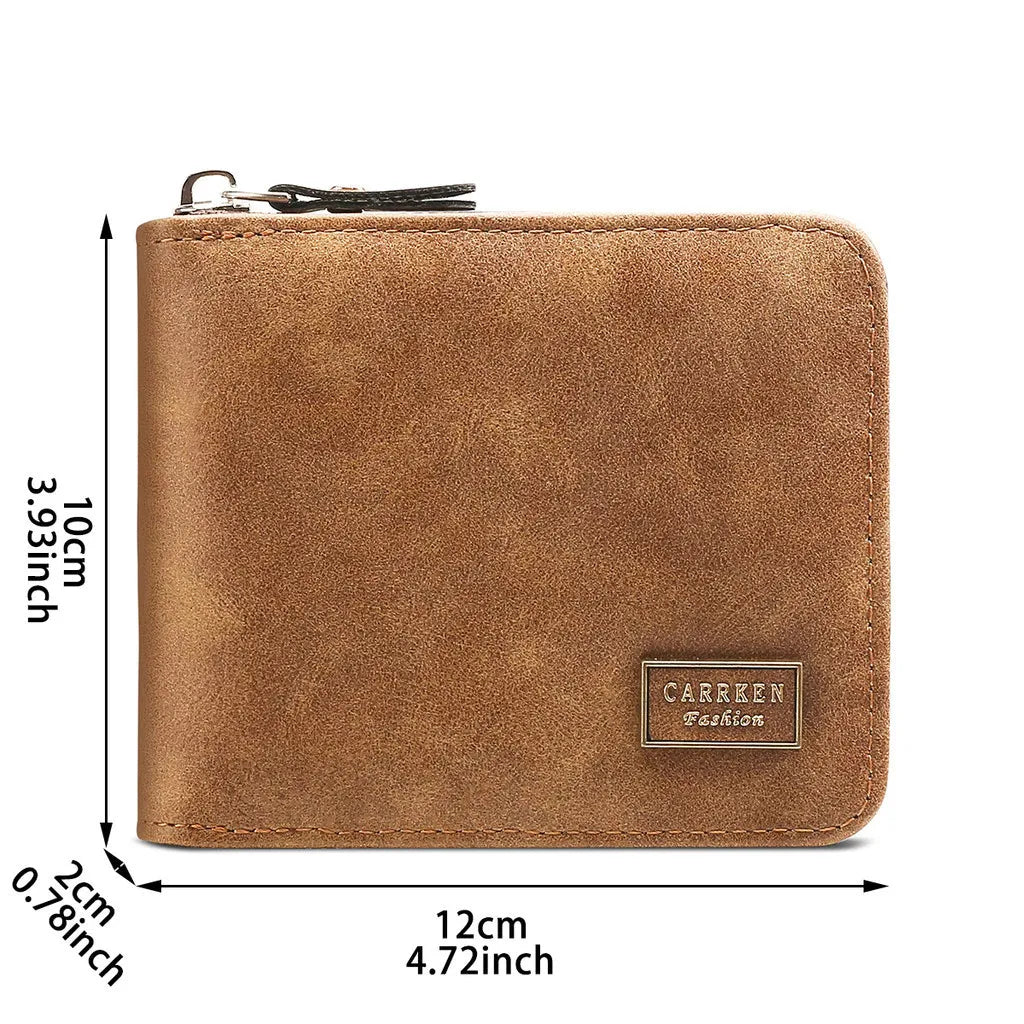 Portefeuille Homme Gravé Nom Zipper Court - Porte-Monnaie Cartes Fête Pères