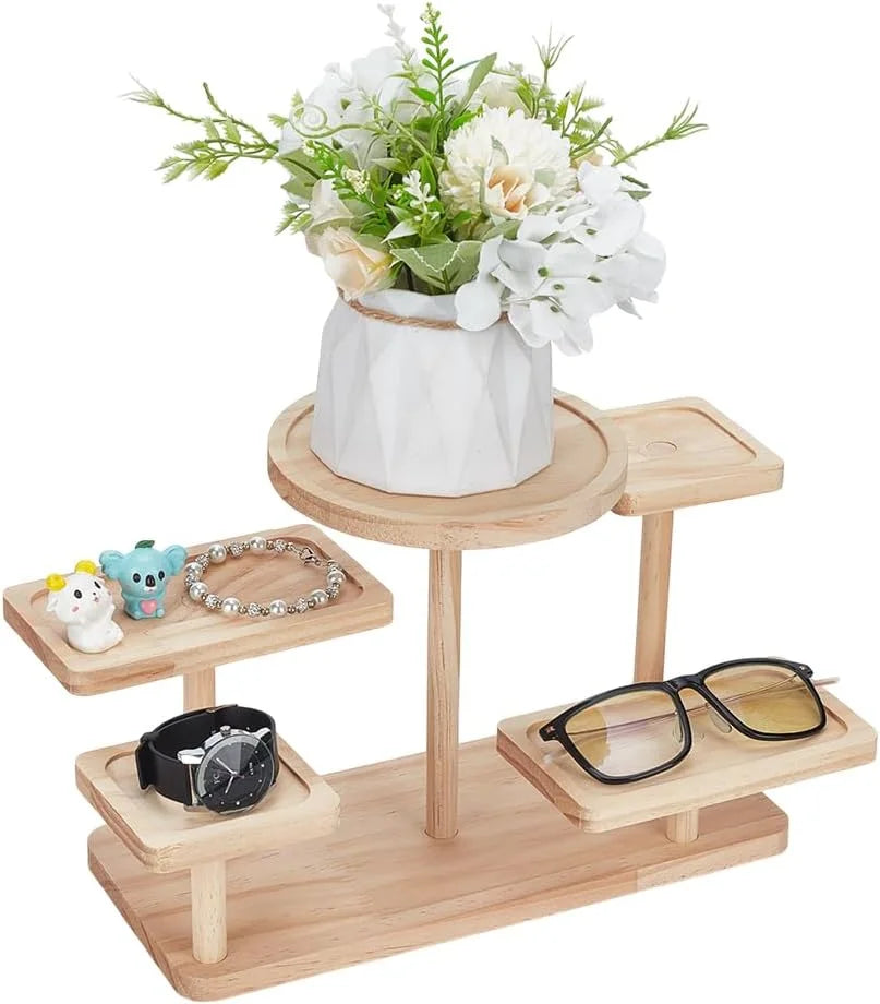 Wooden Standing Shelves Stacked Display Shelves Jewellery Eyeglasses File Organiser For Jewellery Succulents Home Decoration