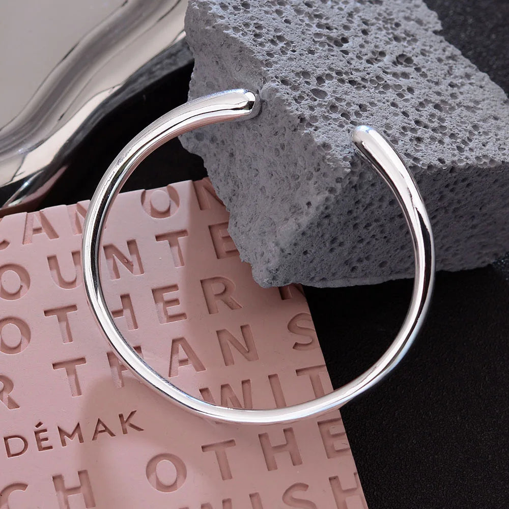 Bracelet Argent 925 Massif Vintage - Fait Main Simple Or Cadeau Anniversaire