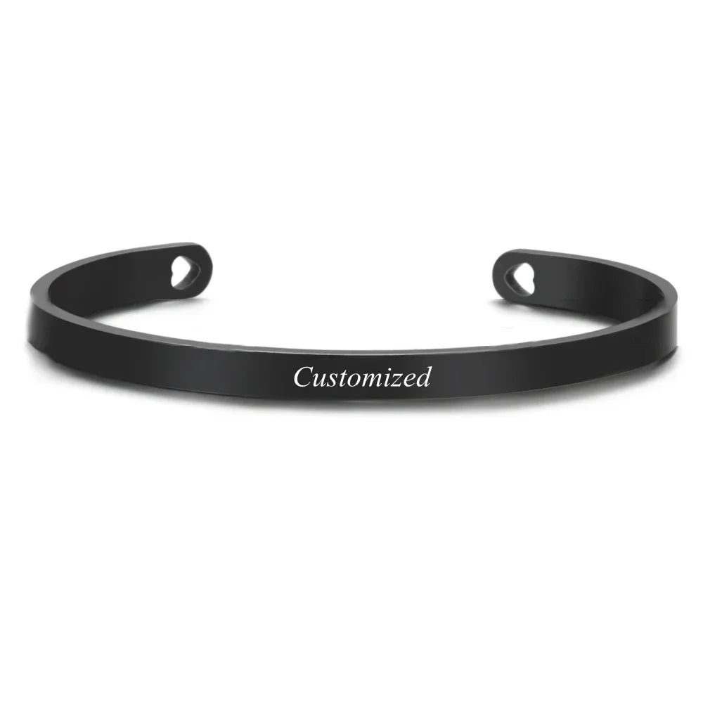 Bracelet Jonc Personnalisé Coordonnées Gravure Nom - Acier Inoxydable Cadeau