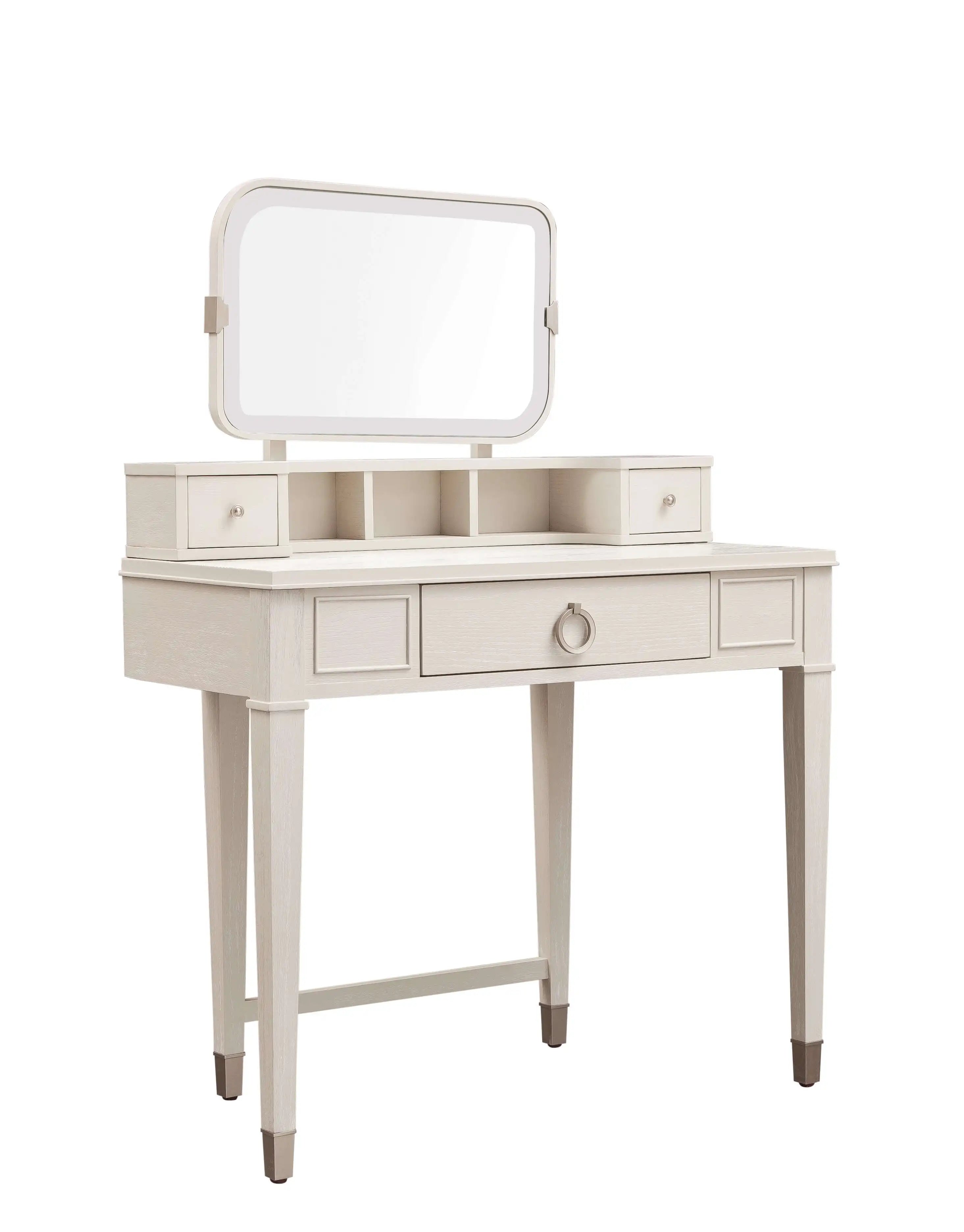 Coiffeuse Maquillage Bois MDF Miroir - Rangement Chambre Hôtel Moderne