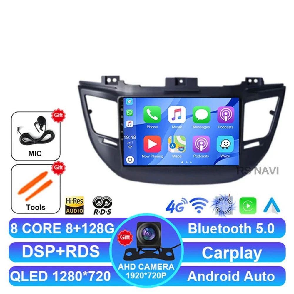 Radio Auto Android 15 Hyundai Tucson IX35 2015-2018 - QLED CarPlay DSP