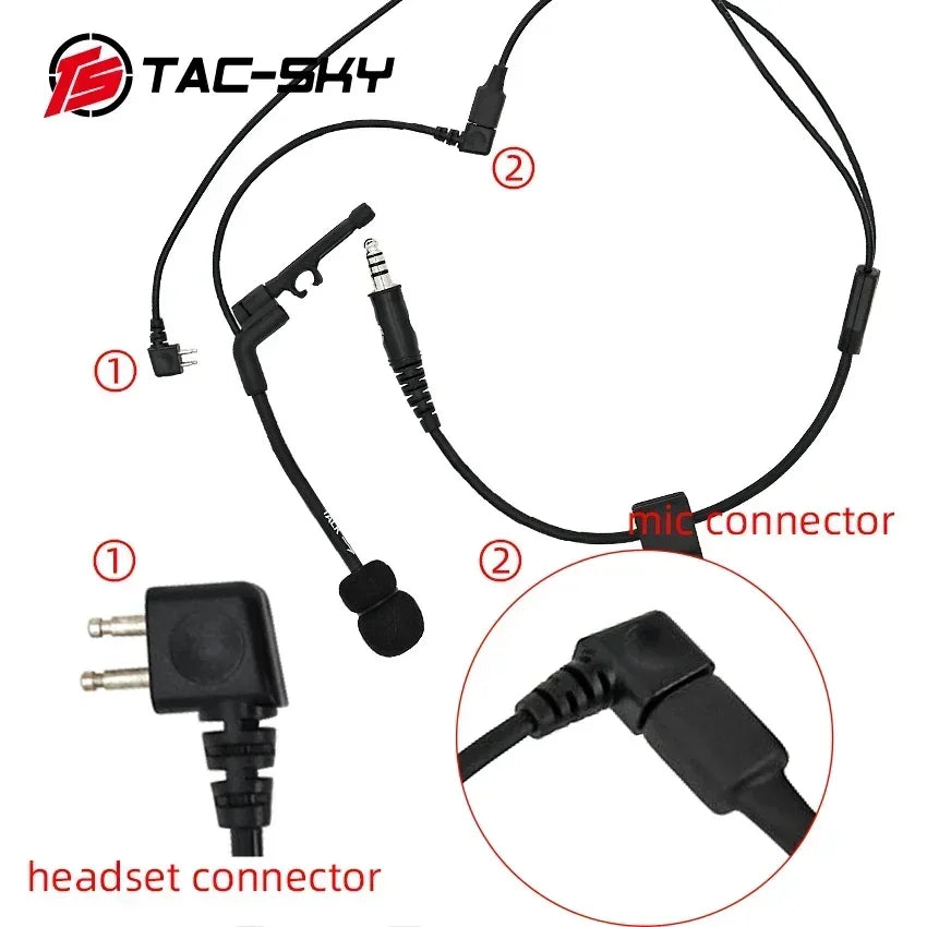 Ensemble Casque Tactique Extérieur avec Câble Y et Microphone /TAC-SKY outdoor hunting tactical headset Y cable set adaptator