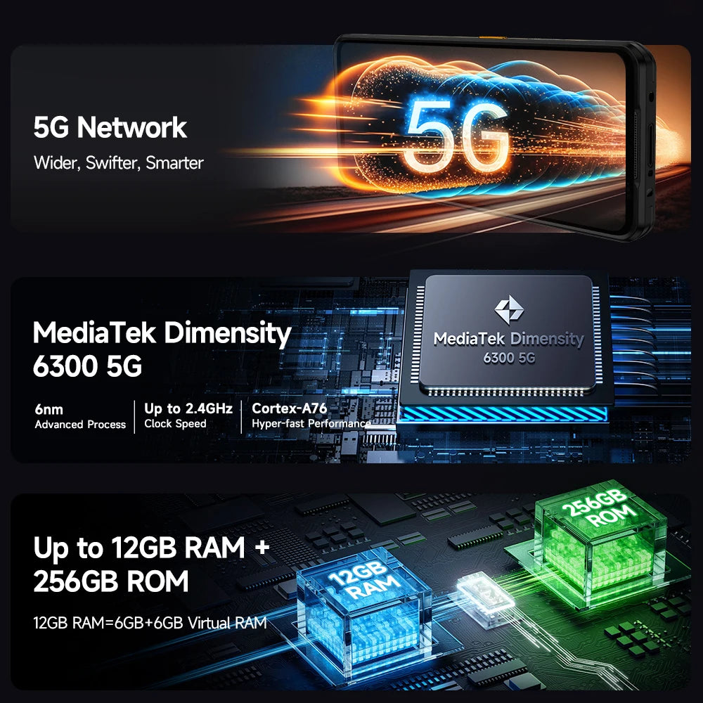 Smartphone Ulefone Armor 25T Pro 5G - Rugged Android 15 Charge 30W Sans Fil