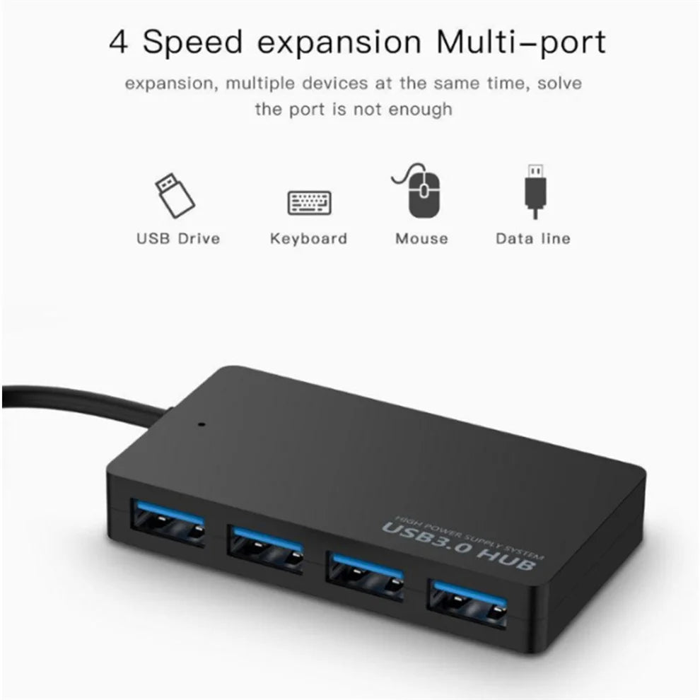 Hub USB 3.0 4 Ports Haute Vitesse - Adaptateur Multifonction Splitter PC