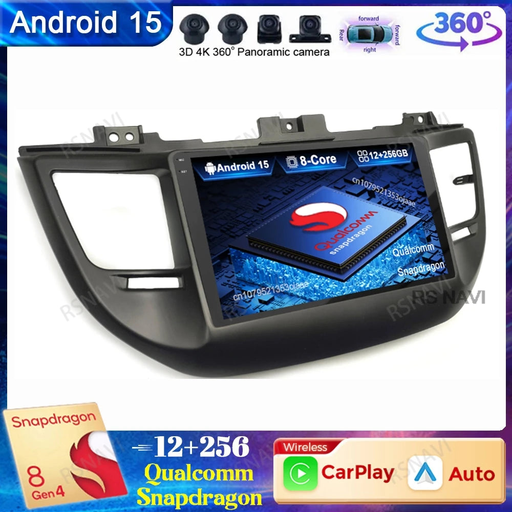 Radio Auto Android 15 Hyundai Tucson IX35 2015-2018 - QLED CarPlay DSP