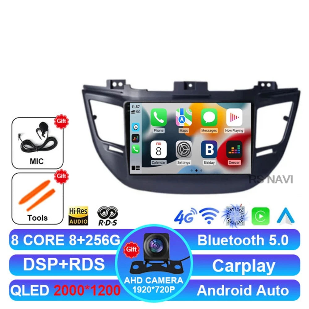 Radio Auto Android 15 Hyundai Tucson IX35 2015-2018 - QLED CarPlay DSP