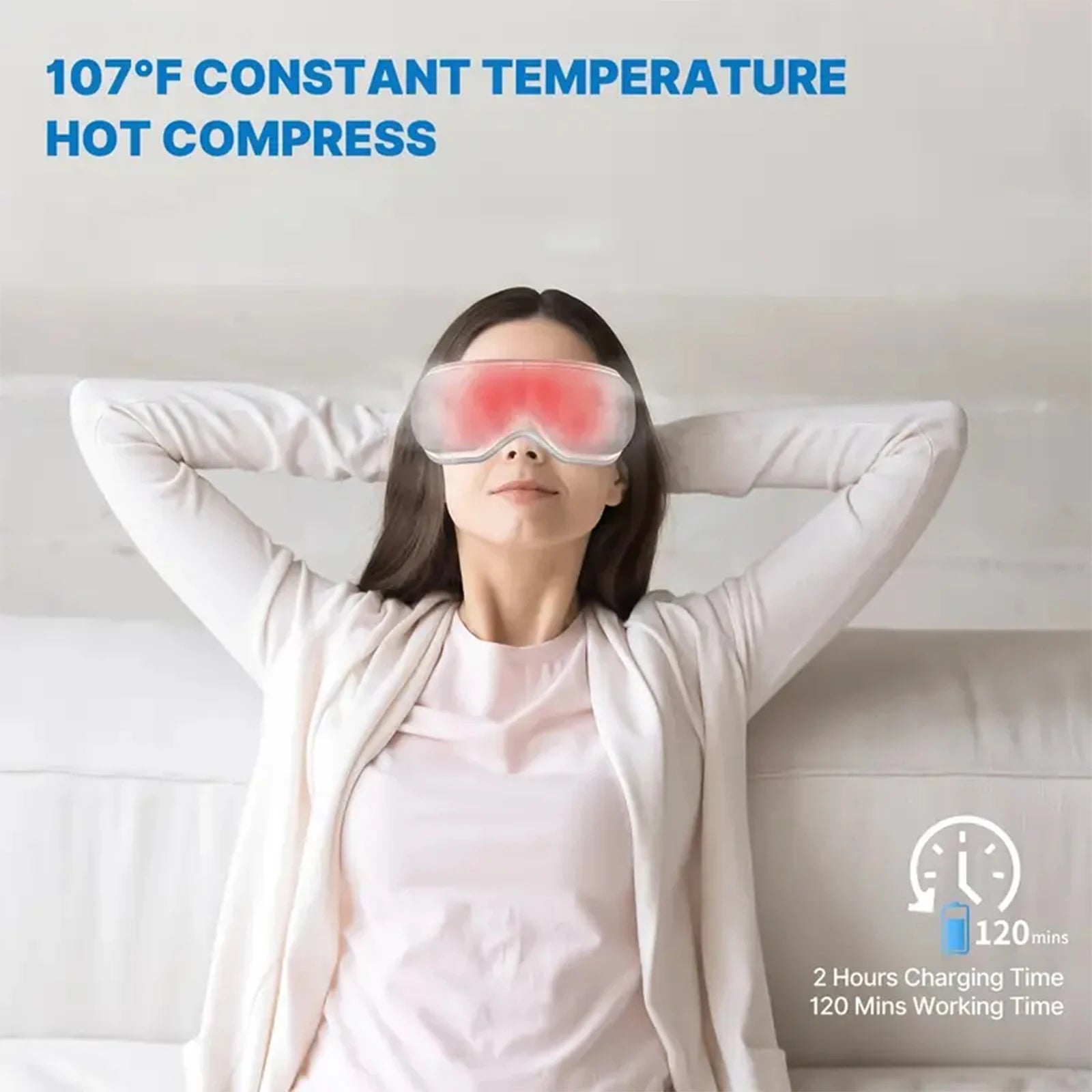 Masseur Yeux Chauffant - Masque Yeux Migraine 3 Modes Massage Fatigue