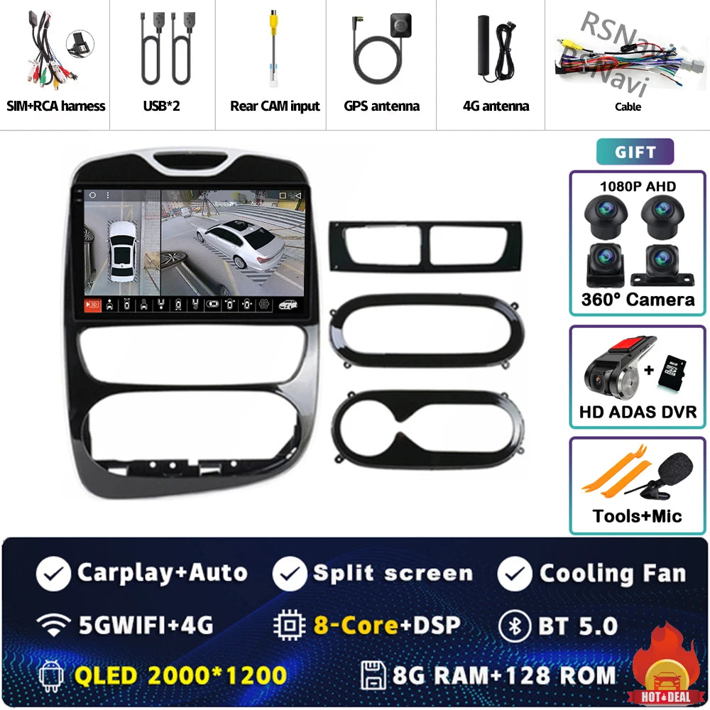 Radio Auto Android 15 Renault Clio 4 BH98 KH98 2016-2019 - 2K QLED CarPlay GPS