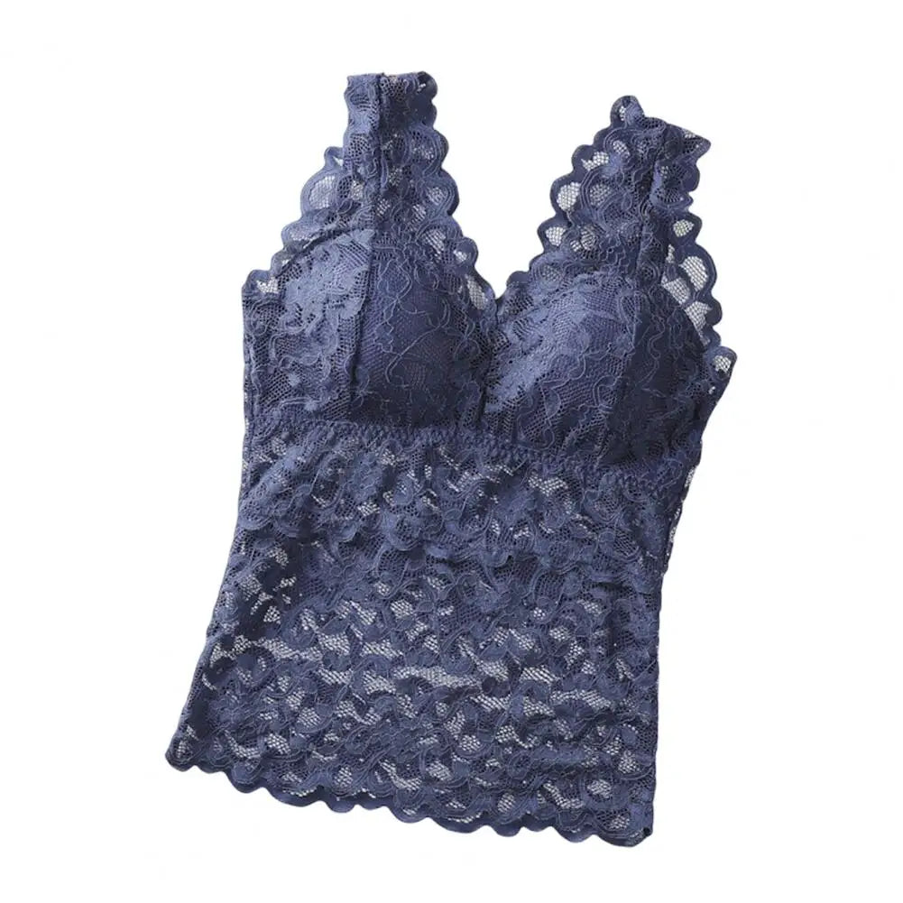 Débardeur Femme Dentelle Transparent Dos Nageur - Brassière Intégrée Lingerie