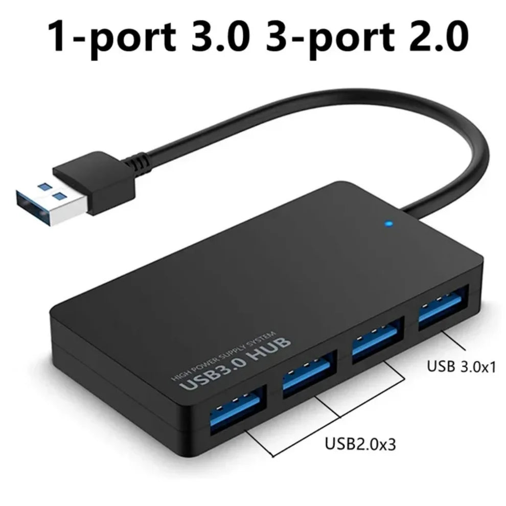 Hub USB 3.0 4 Ports Haute Vitesse - Adaptateur Multifonction Splitter PC