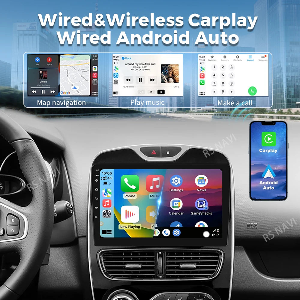 Radio Auto Android 15 Renault Clio 4 BH98 KH98 2016-2019 - 2K QLED CarPlay GPS