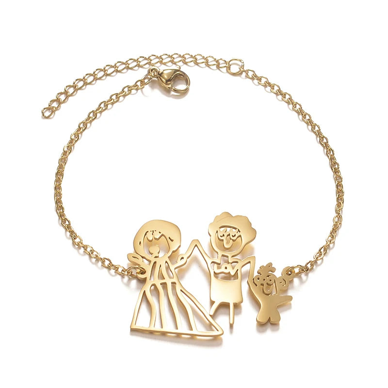 Collier Dessin Enfant Personnalisé Acier Inoxydable - Pendentif Artwork Logo Cadeau