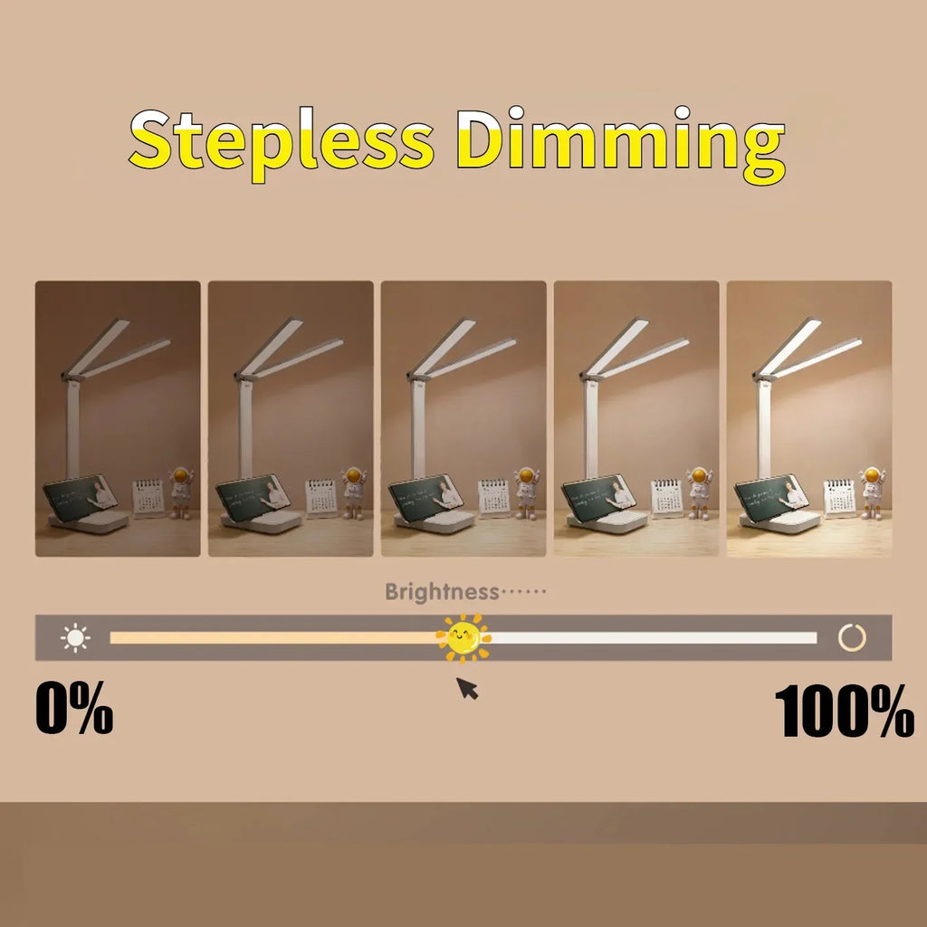 Lampe Bureau Double Tête LED Protection Yeux - Rechargeable & Prise 2-en-1