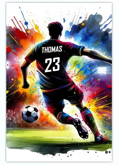 Poster Football Personnalisé Canvas - Nom Numéro Joueur Décoration Soccer