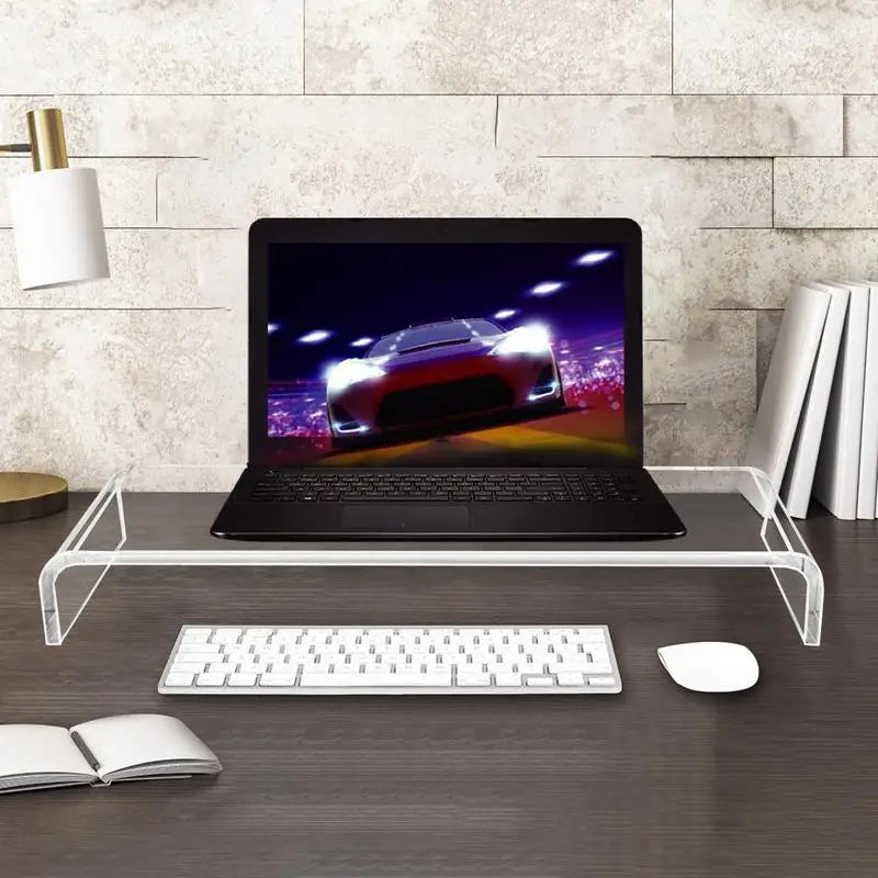 Support Moniteur Acrylique Transparent - Rehausseur Bureau Organisateur