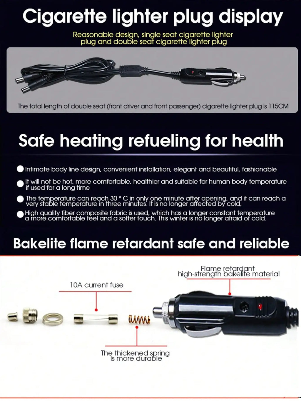 Coussin Chauffant Voiture 12V Électrique - Modification Siège Chaleur Rapide