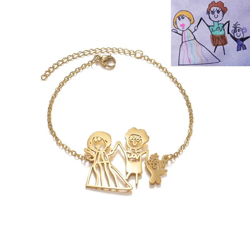 Collier Dessin Enfant Personnalisé Acier Inoxydable - Pendentif Artwork Logo Cadeau