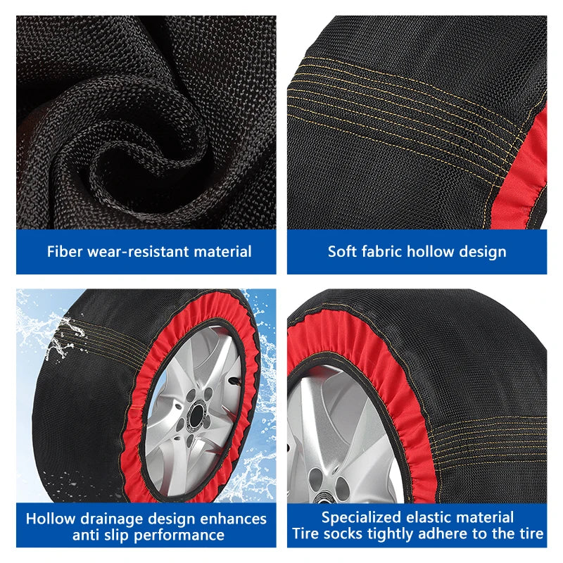 Chaînes Roue Voiture Hiver Anti-Dérapant - Pneu Urgence Montage Facile Chaussettes Neige