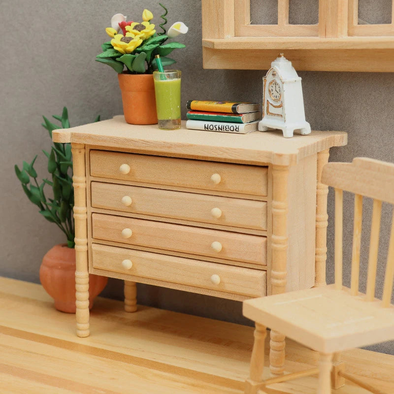 Maison Poupée Miniature 1:12 Meuble Rangement Tiroirs - Accessoire Décoration