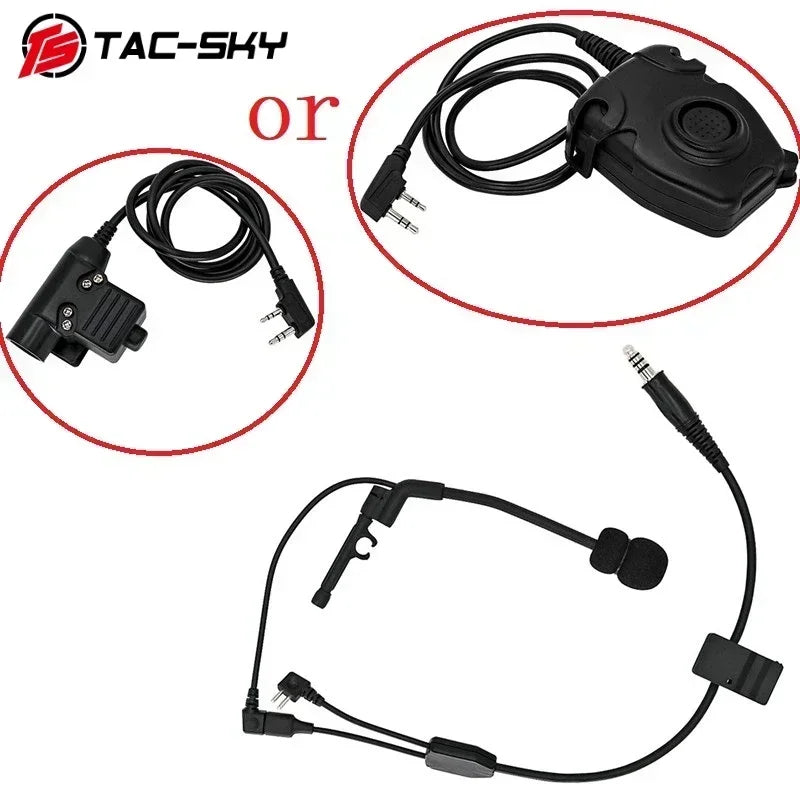 Ensemble Casque Tactique Extérieur avec Câble Y et Microphone /TAC-SKY outdoor hunting tactical headset Y cable set adaptator